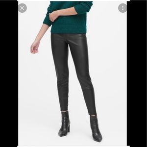 Banana Republic Devon Faux Leather Black Pants 10 Vegan